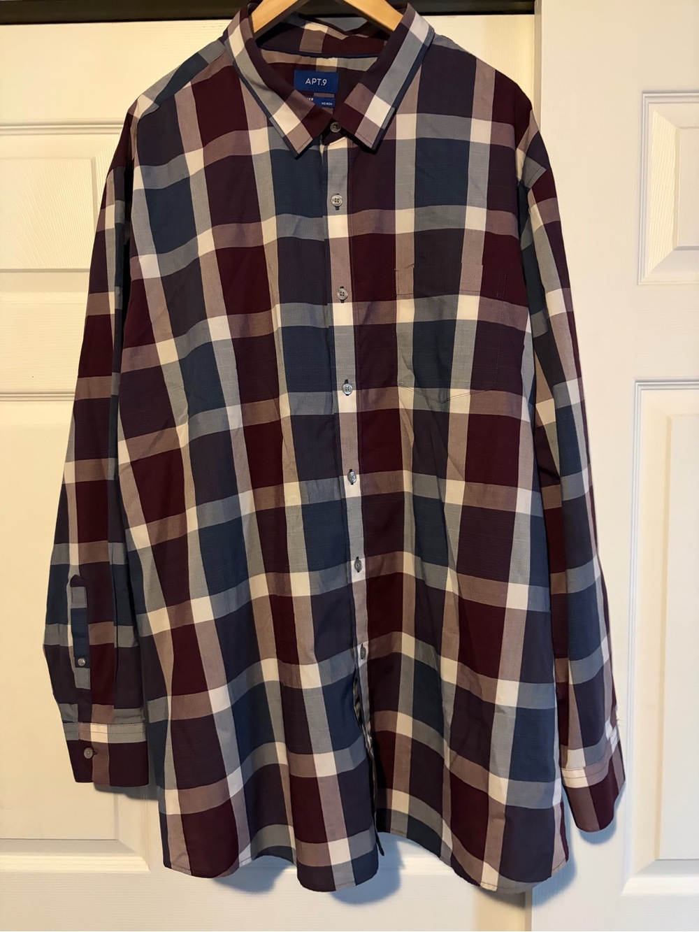 Apt. 9 Plaid Button-Down Shirt in Navy, Burgundy & White
